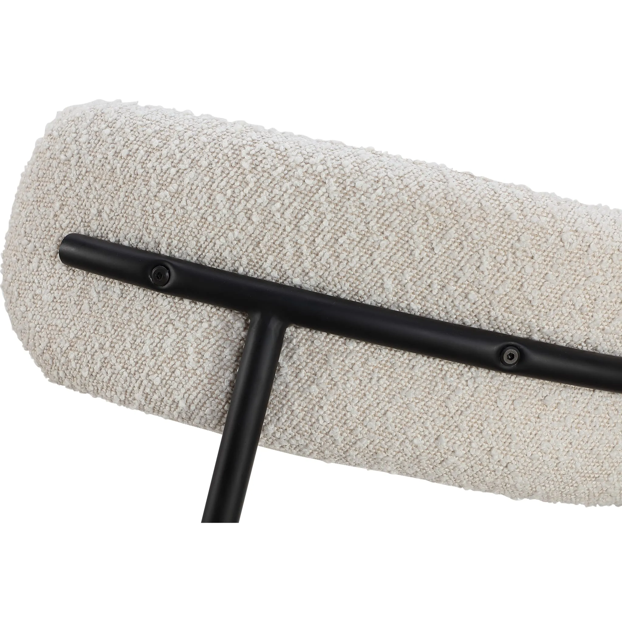 Aere Boucle Upholstered Metal Leg Dining Chair in Ivory and Black Modus