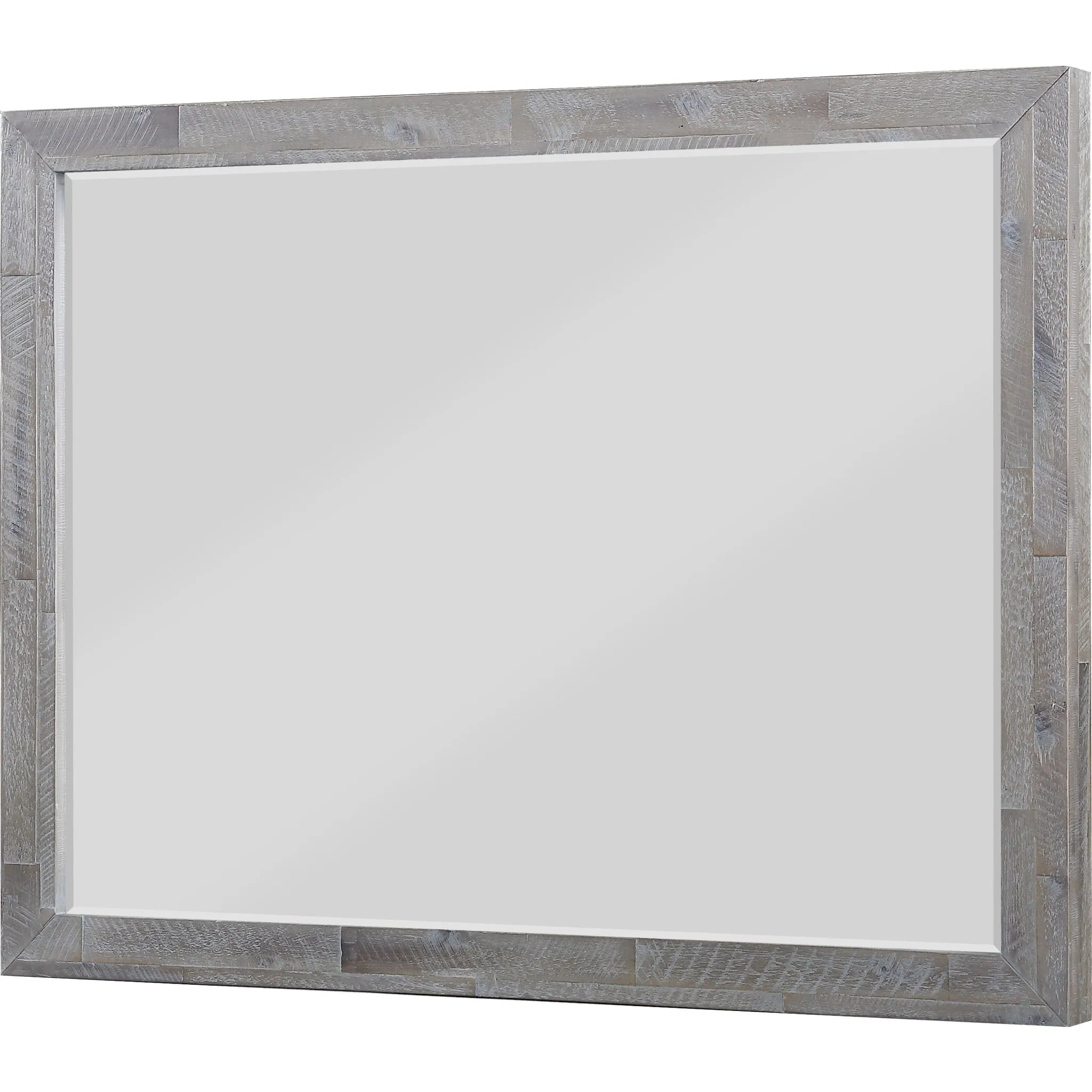 Alexandra Solid Wood Solid Wood Beveled Glass Mirror in Rustic Latte Modus