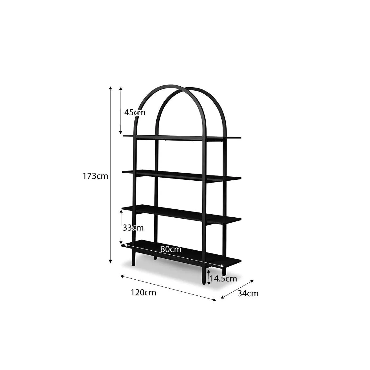 Alfie Arched Shelves - Black Mocka