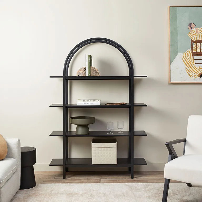 Alfie Arched Shelves - Black Mocka