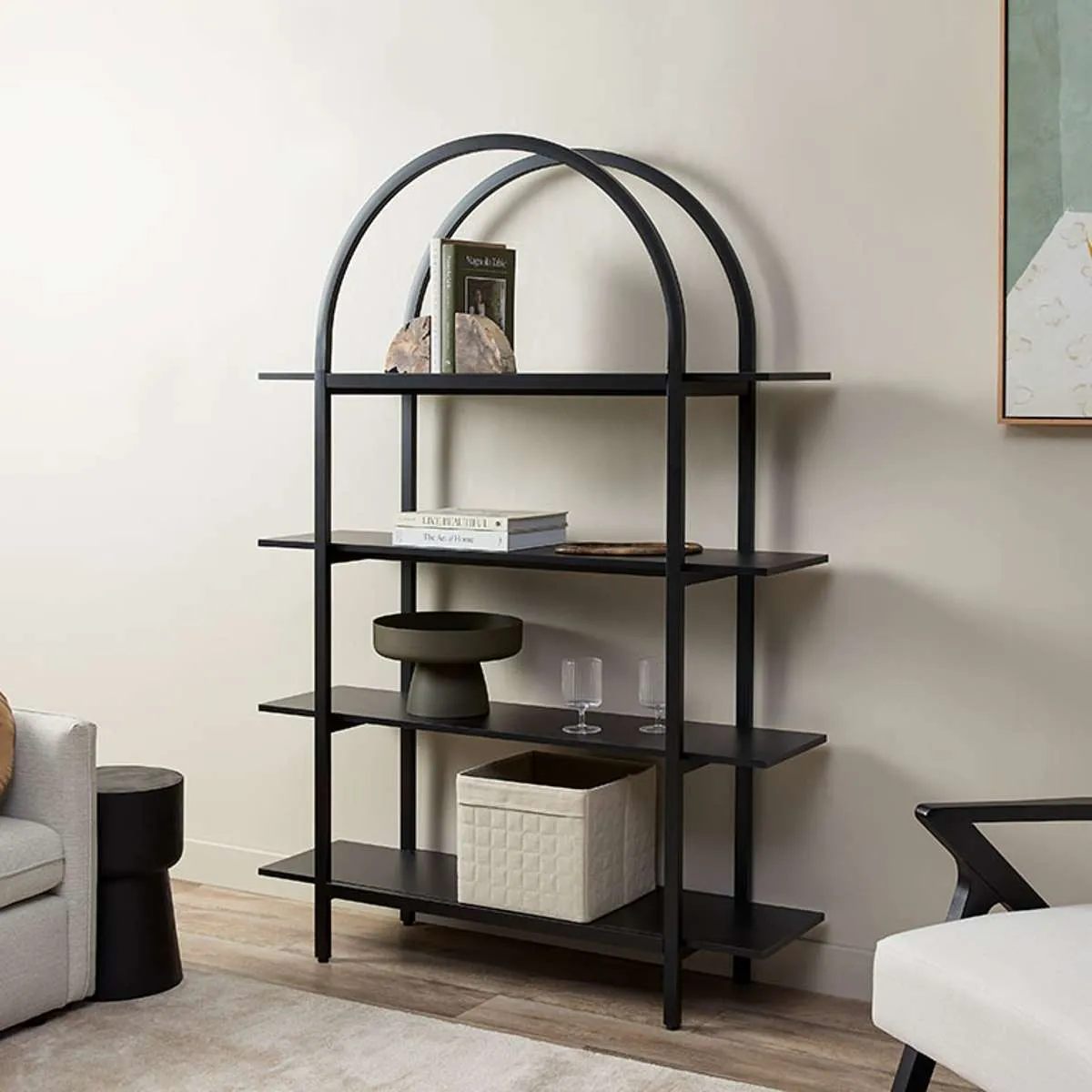 Alfie Arched Shelves - Black Mocka