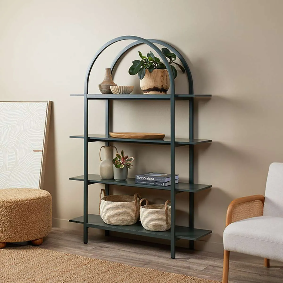 Alfie Arched Shelves - Green Mocka