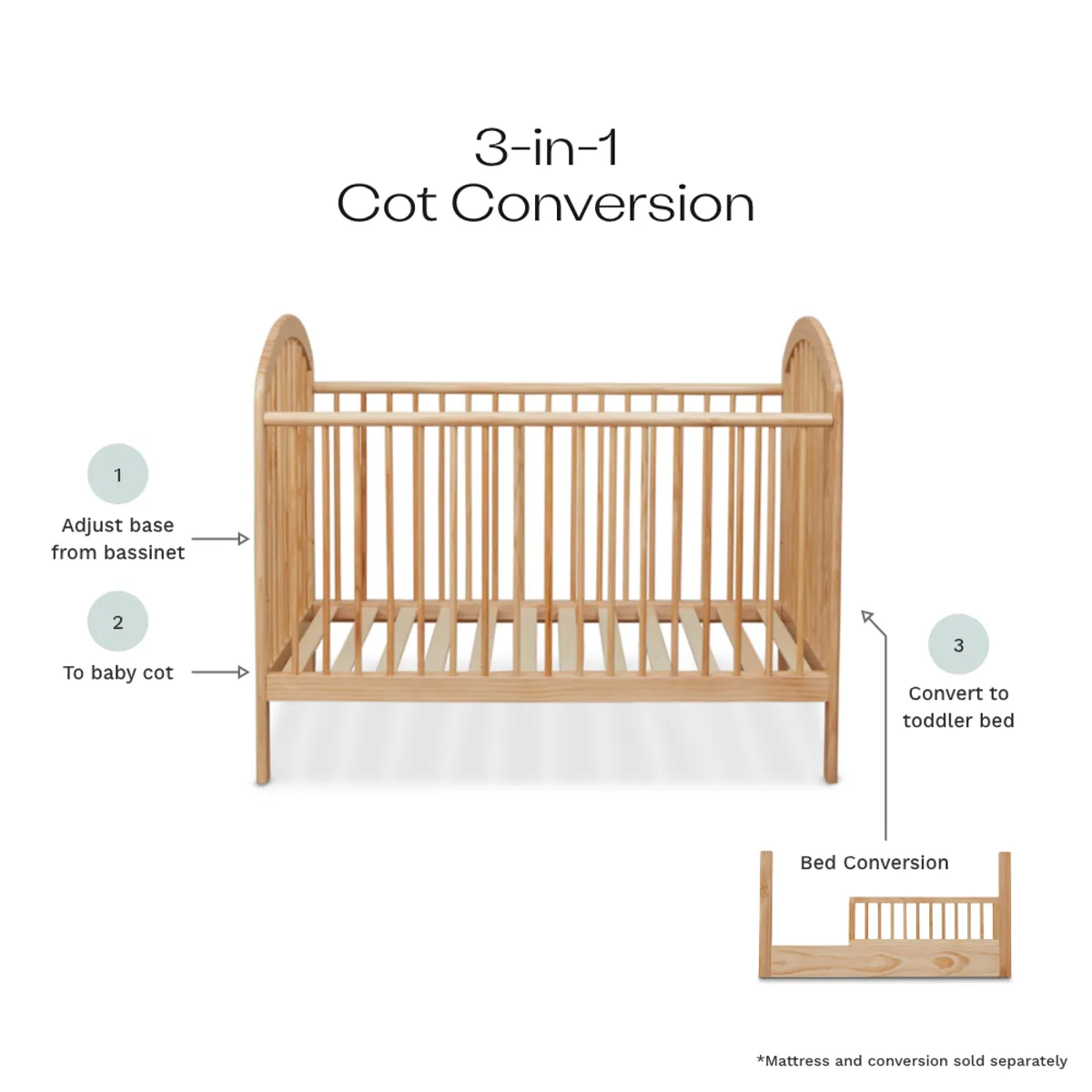 Archie Cot - Natural Mocka