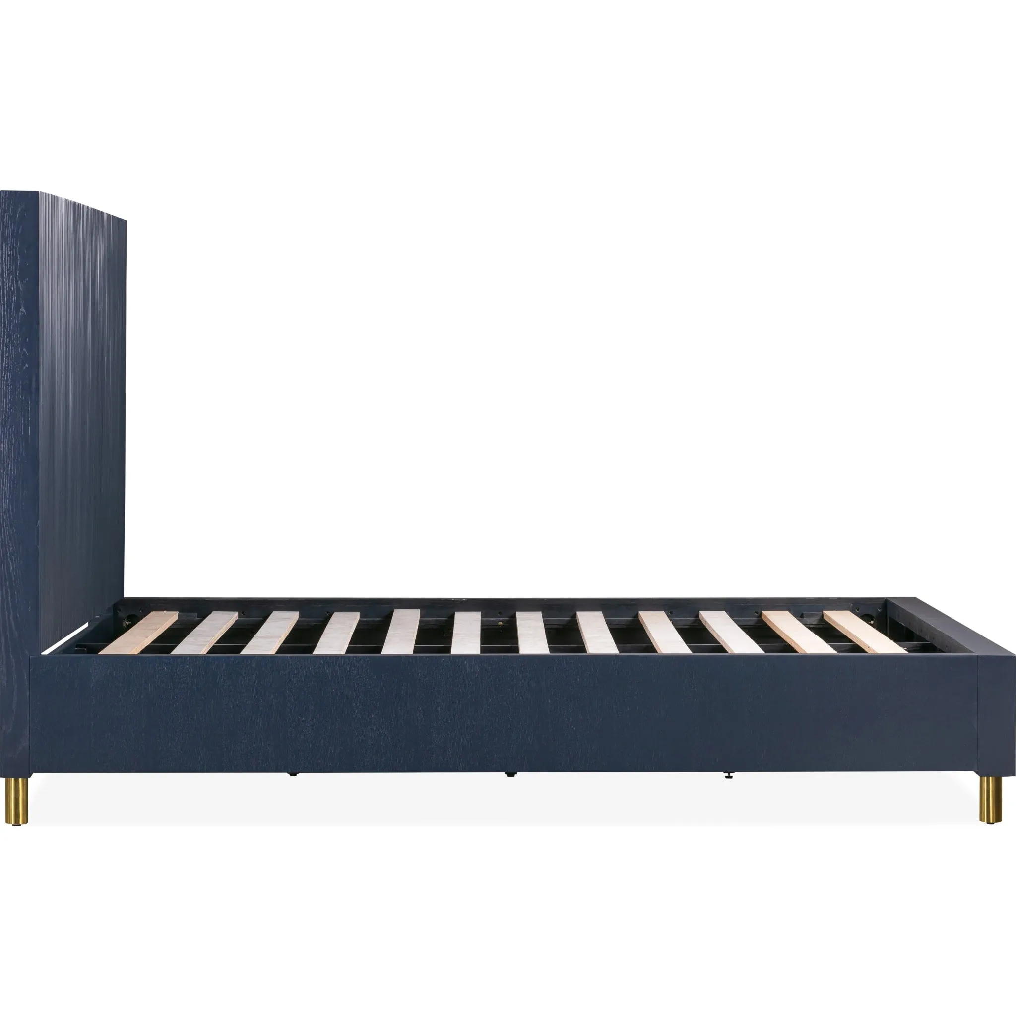 Argento Wave-Patterned Bed in Navy Blue and Burnished Brass Modus