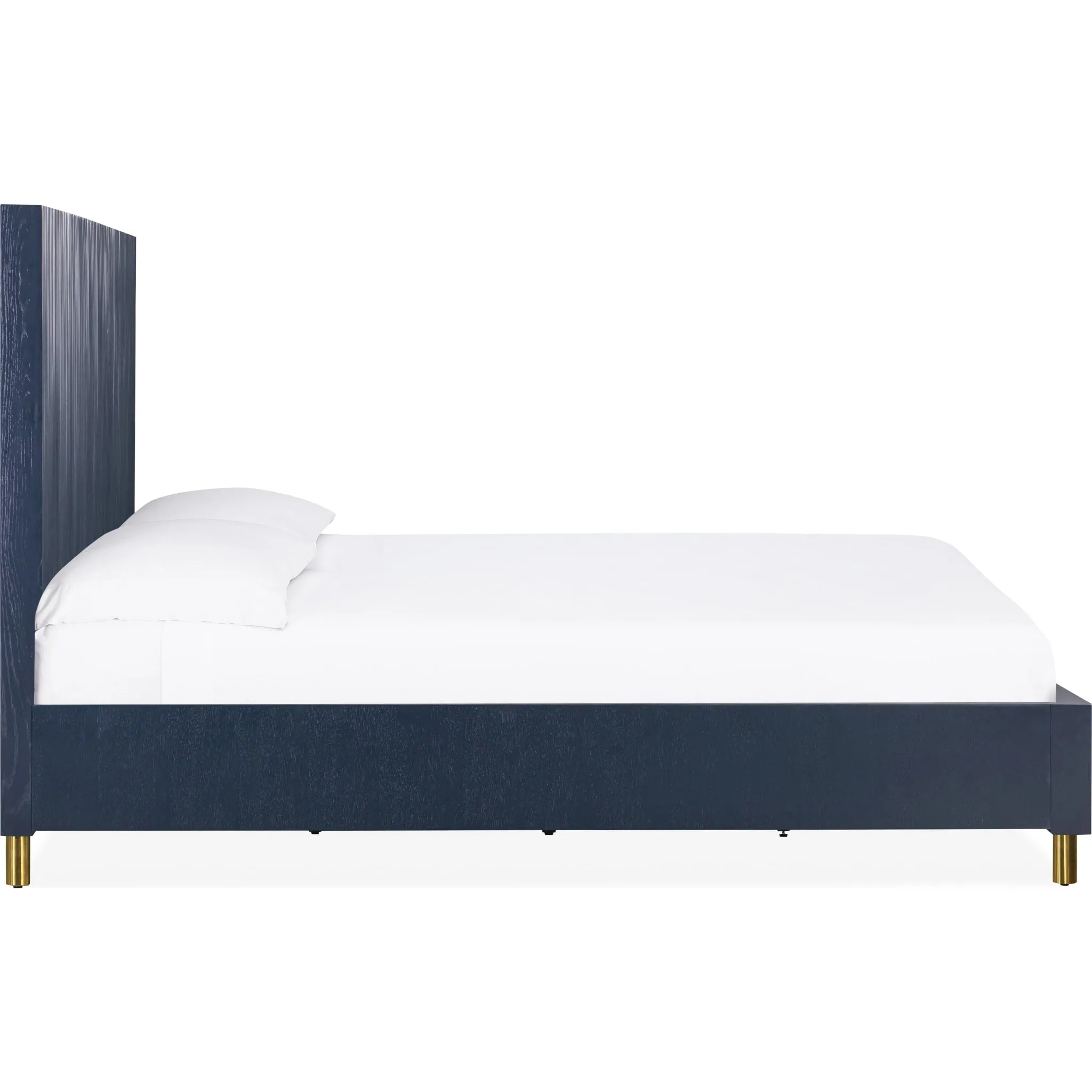 Argento Wave-Patterned Bed in Navy Blue and Burnished Brass Modus