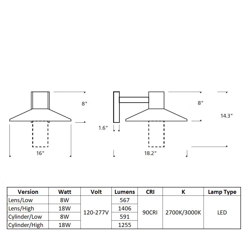Ash 16 Outdoor Wall Sconce