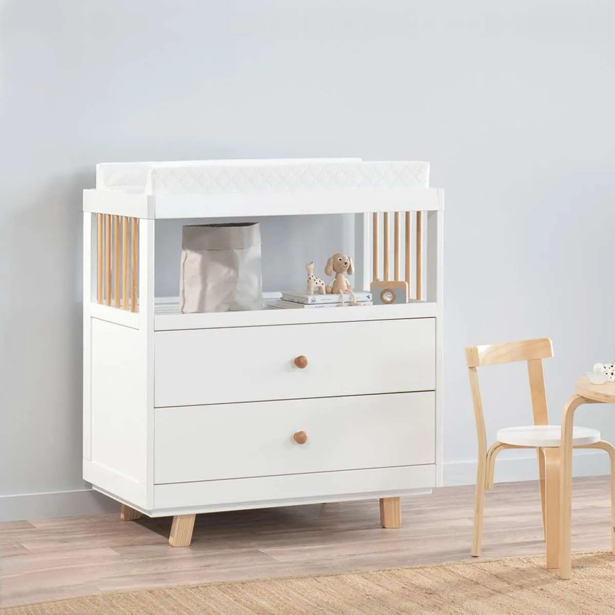 Aspen Change Table with Drawers - White/Natural Mocka