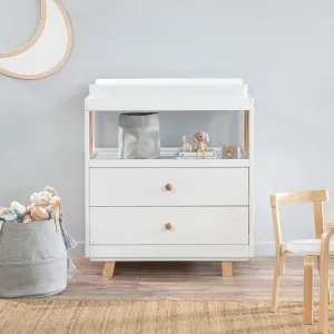 Aspen Change Table with Drawers - White/Natural Mocka