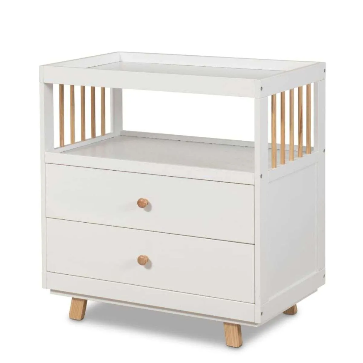 Aspen Change Table with Drawers - White/Natural Mocka