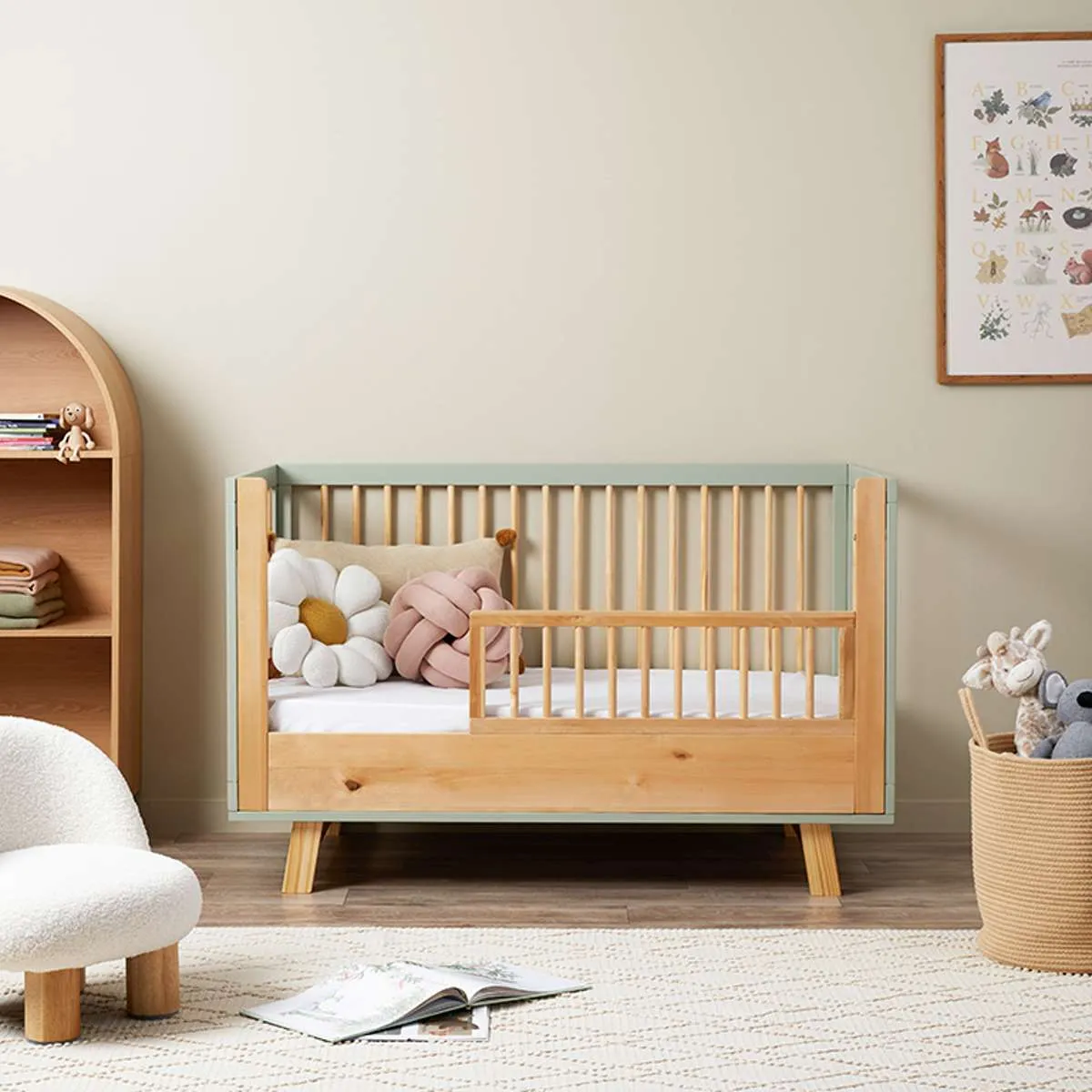 Aspen Sage/Natural 3-in-1 Cot Conversion Bundle Mocka