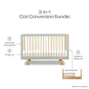Aspen Sage/Natural 3-in-1 Cot Conversion Bundle Mocka