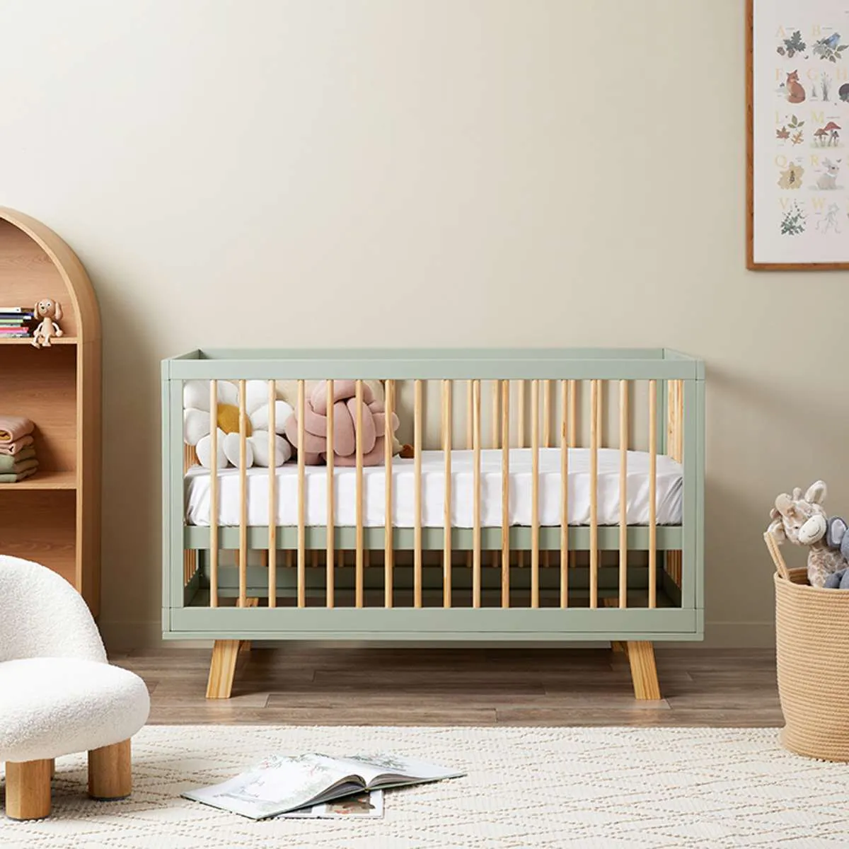 Aspen Sage/Natural 3-in-1 Cot Conversion Bundle Mocka