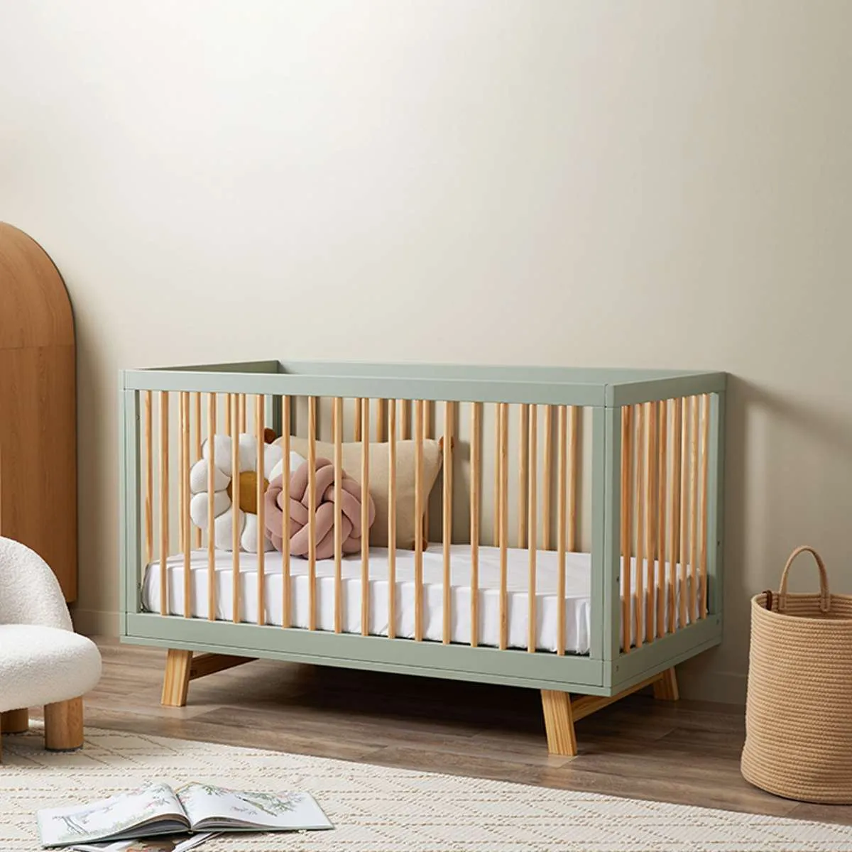 Aspen Sage/Natural 3-in-1 Cot Conversion Bundle Mocka