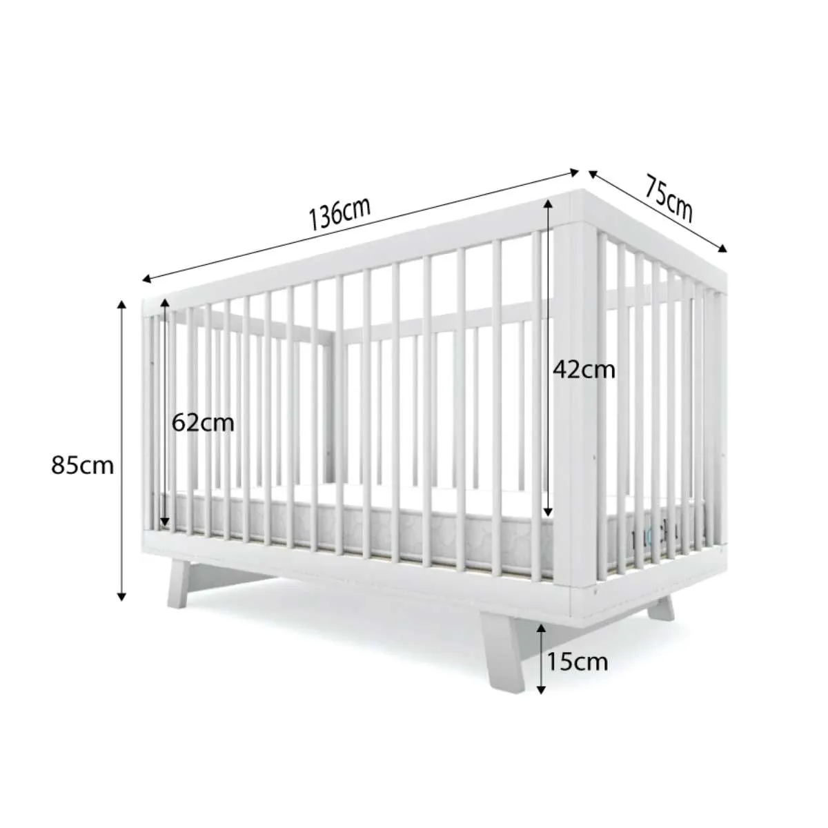 Aspen White 3-in-1 Cot Conversion Bundle Mocka