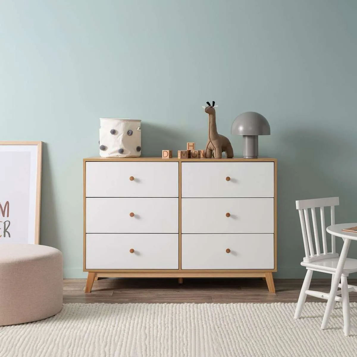 Aspen White/Natural Six Piece Nursery Set Mocka