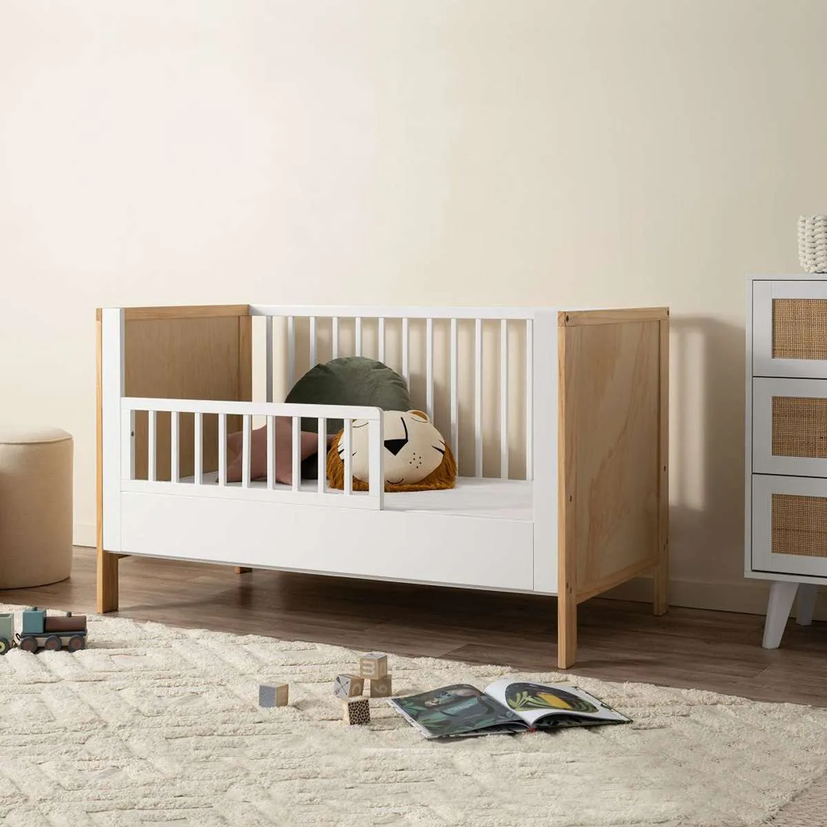 Aspiring Cot Toddler Bed Half Frame - White Mocka