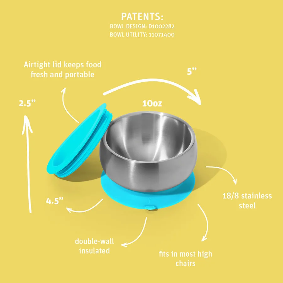 Avanchy Stainless Steel Suction Baby Bowl Lid Yellow