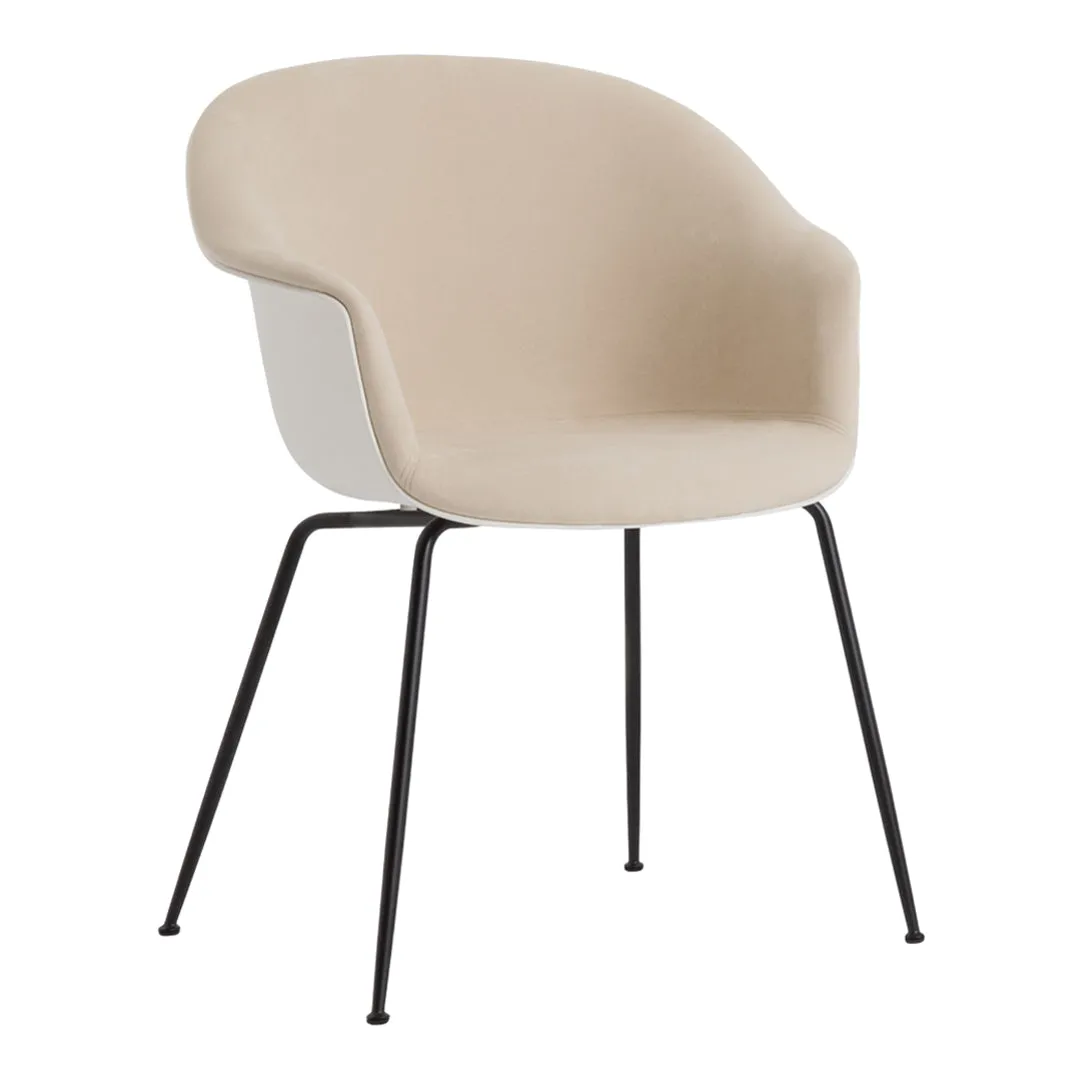 Bat Dining Chair - Black Matt Conic Base - Front Upholstered