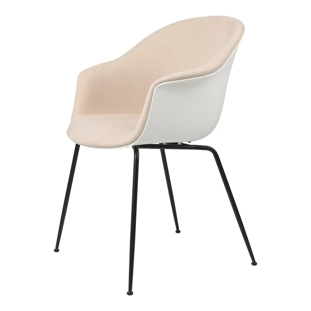 Bat Dining Chair - Black Matt Conic Base - Front Upholstered