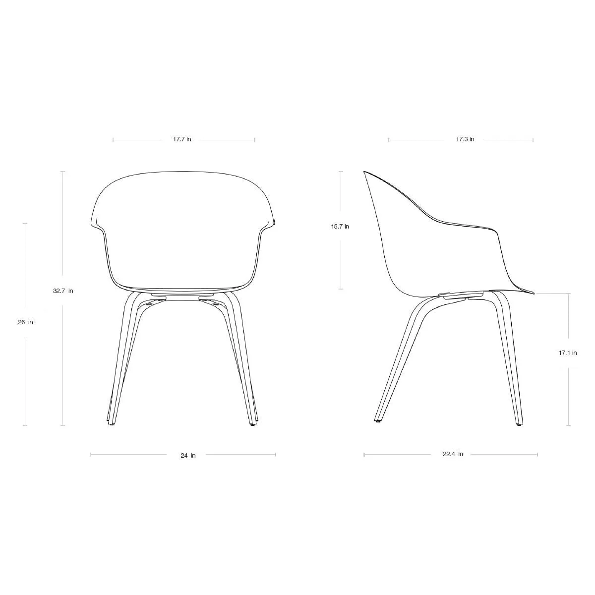 Bat Dining Chair - Wood Base