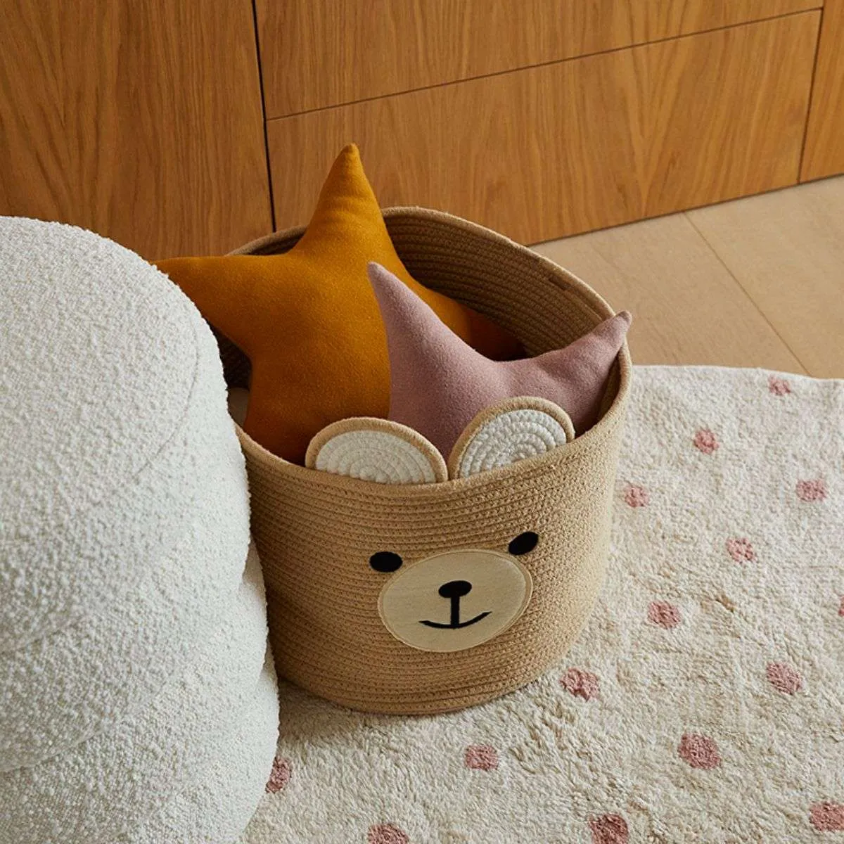 Bear Round Basket Mocka