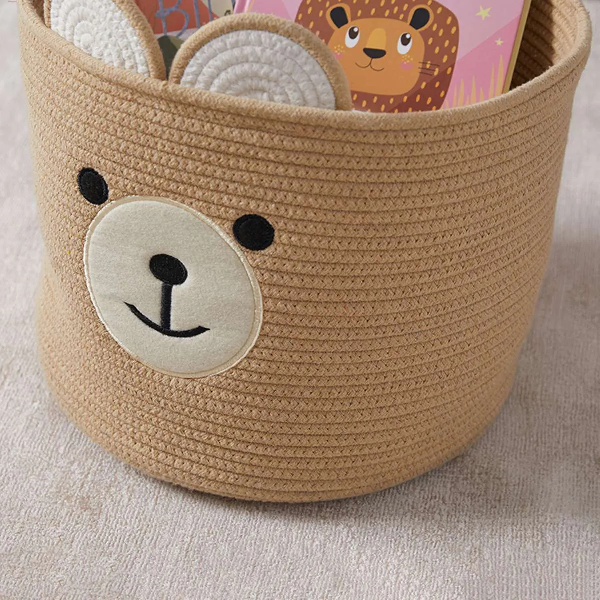 Bear Round Basket Mocka