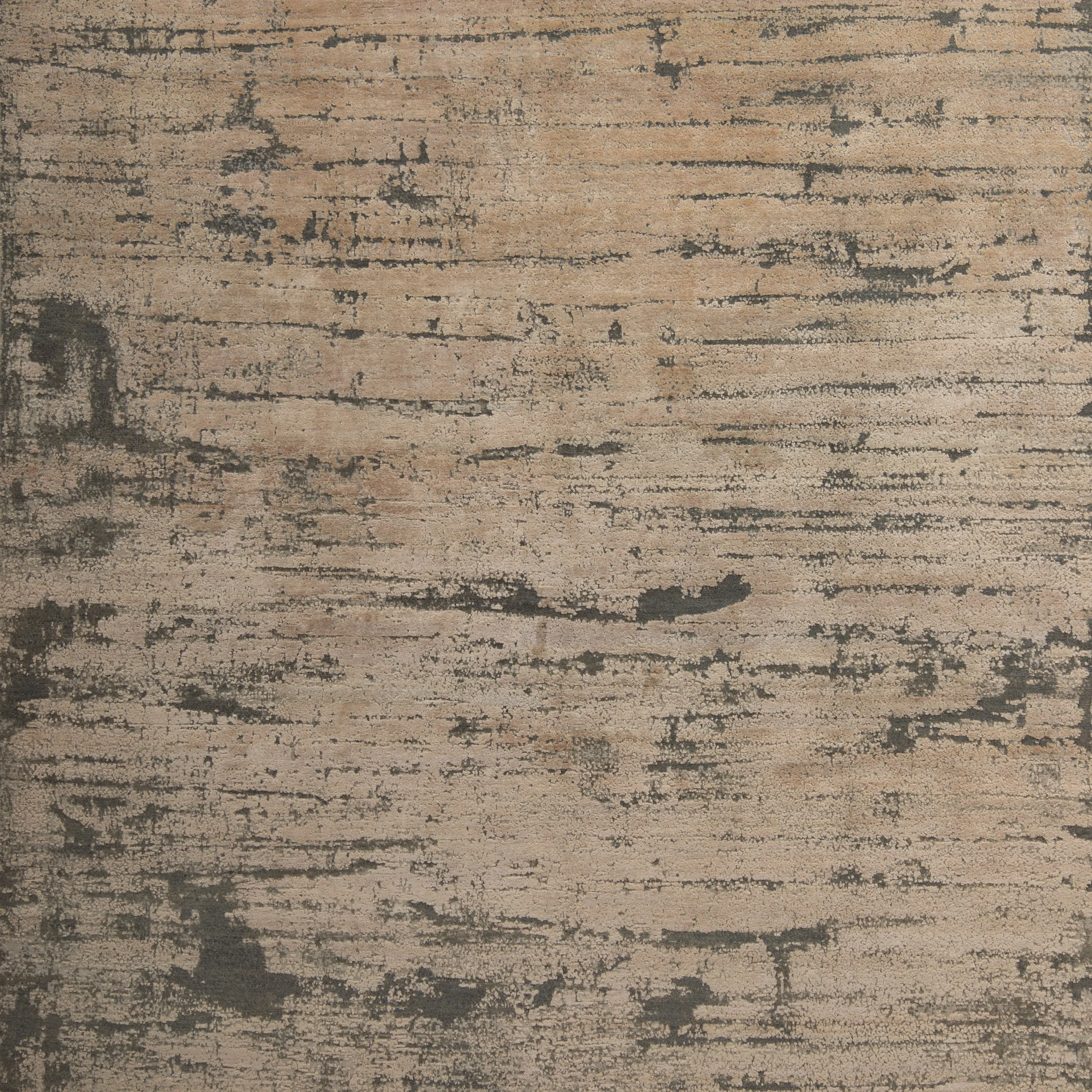 Beige Abstract Modern Wool Silk Blend Rug - 8' x 10'