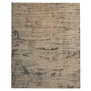 Beige Abstract Modern Wool Silk Blend Rug - 8' x 10'