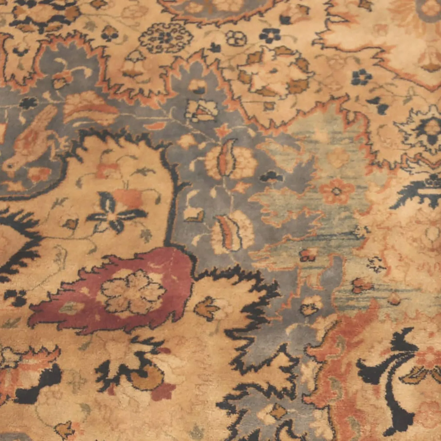 Beige & Orange Antique Persian Tabriz Rug - 12'6" x 18'10"