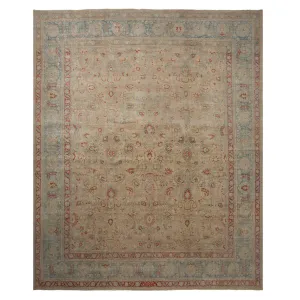 Beige Antique Persian Tabriz Rug - 13'2" x 15'10"