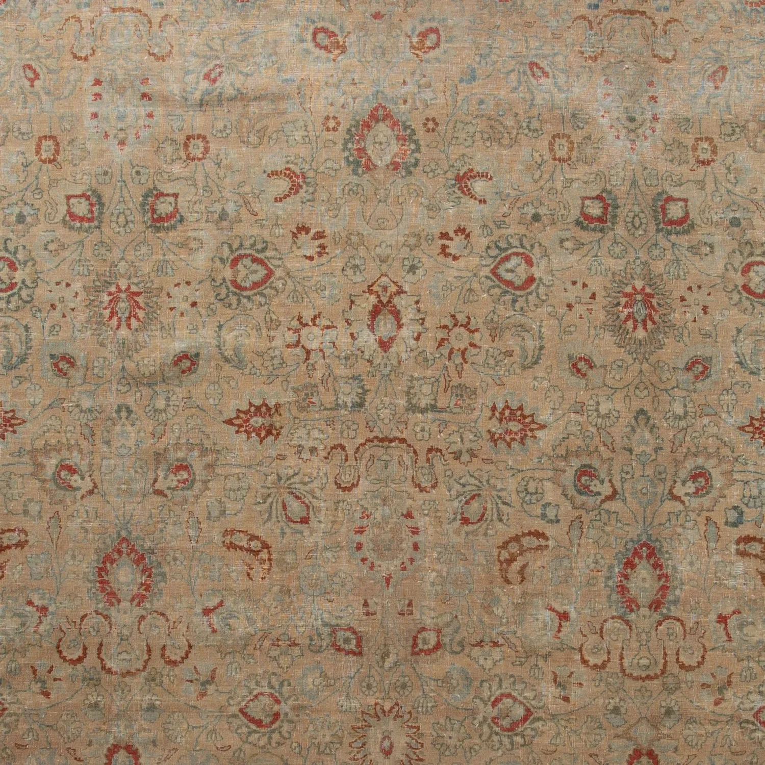 Beige Antique Persian Tabriz Rug - 13'2" x 15'10"