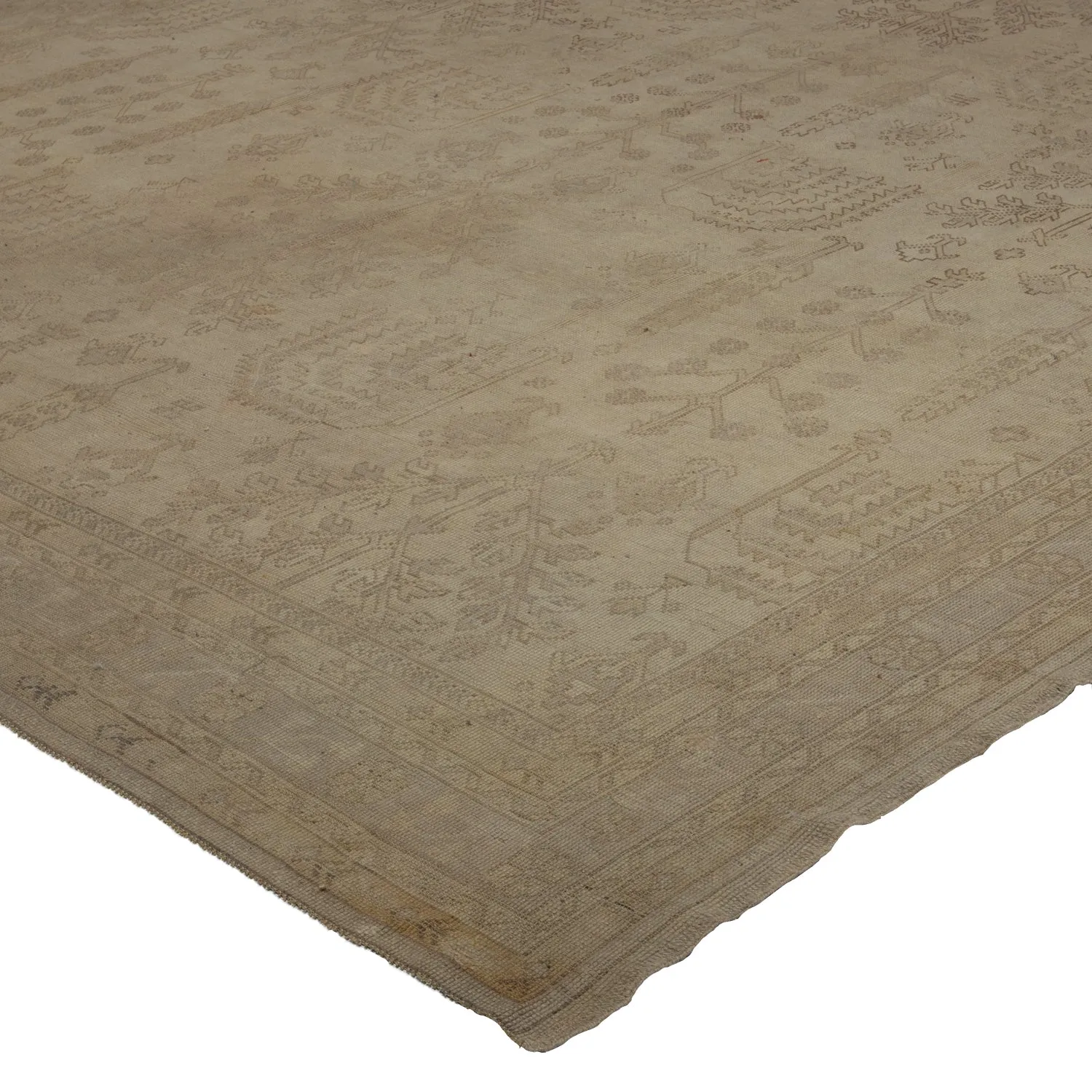 Beige Antique Turkish Oushak Rug - 12' x 17'