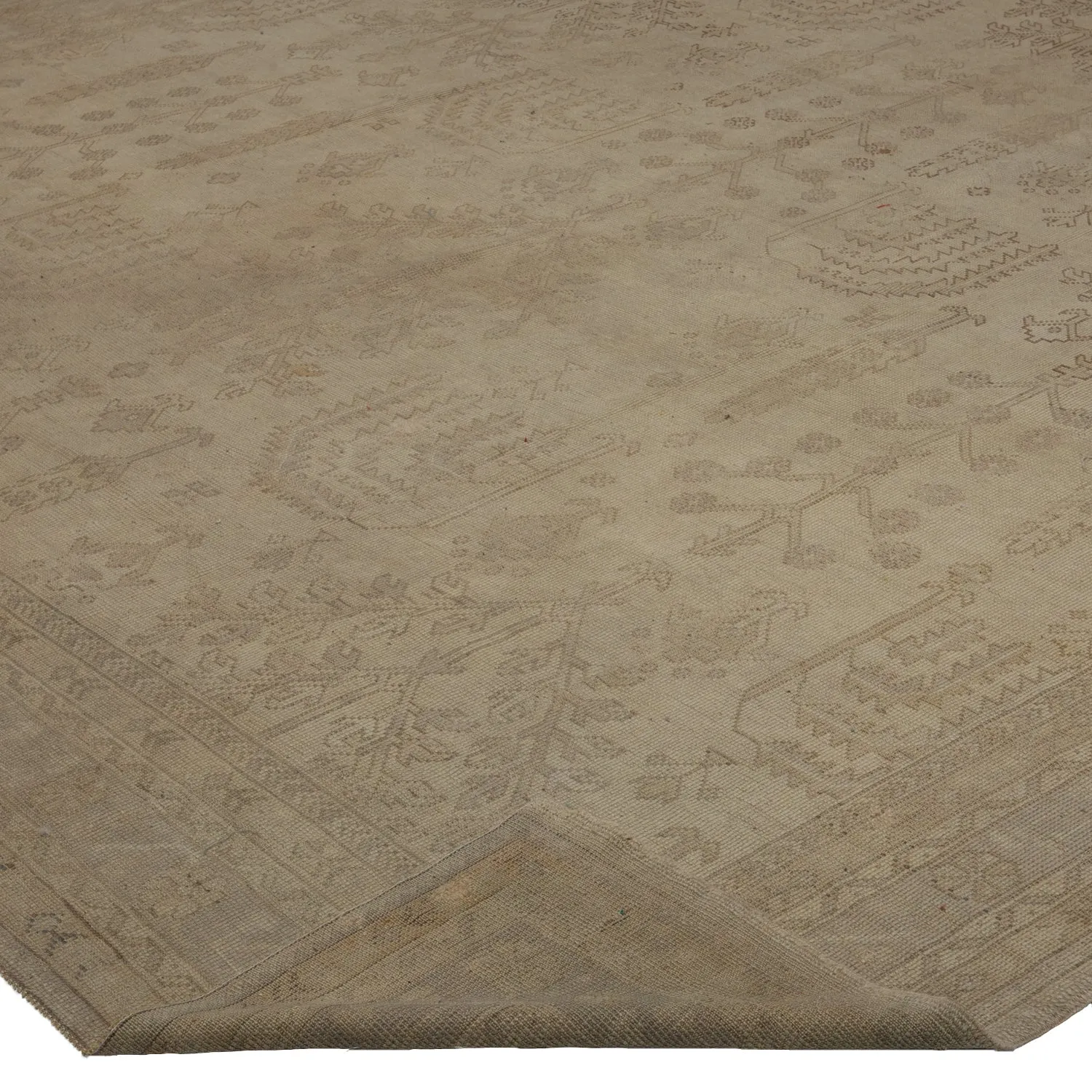 Beige Antique Turkish Oushak Rug - 12' x 17'