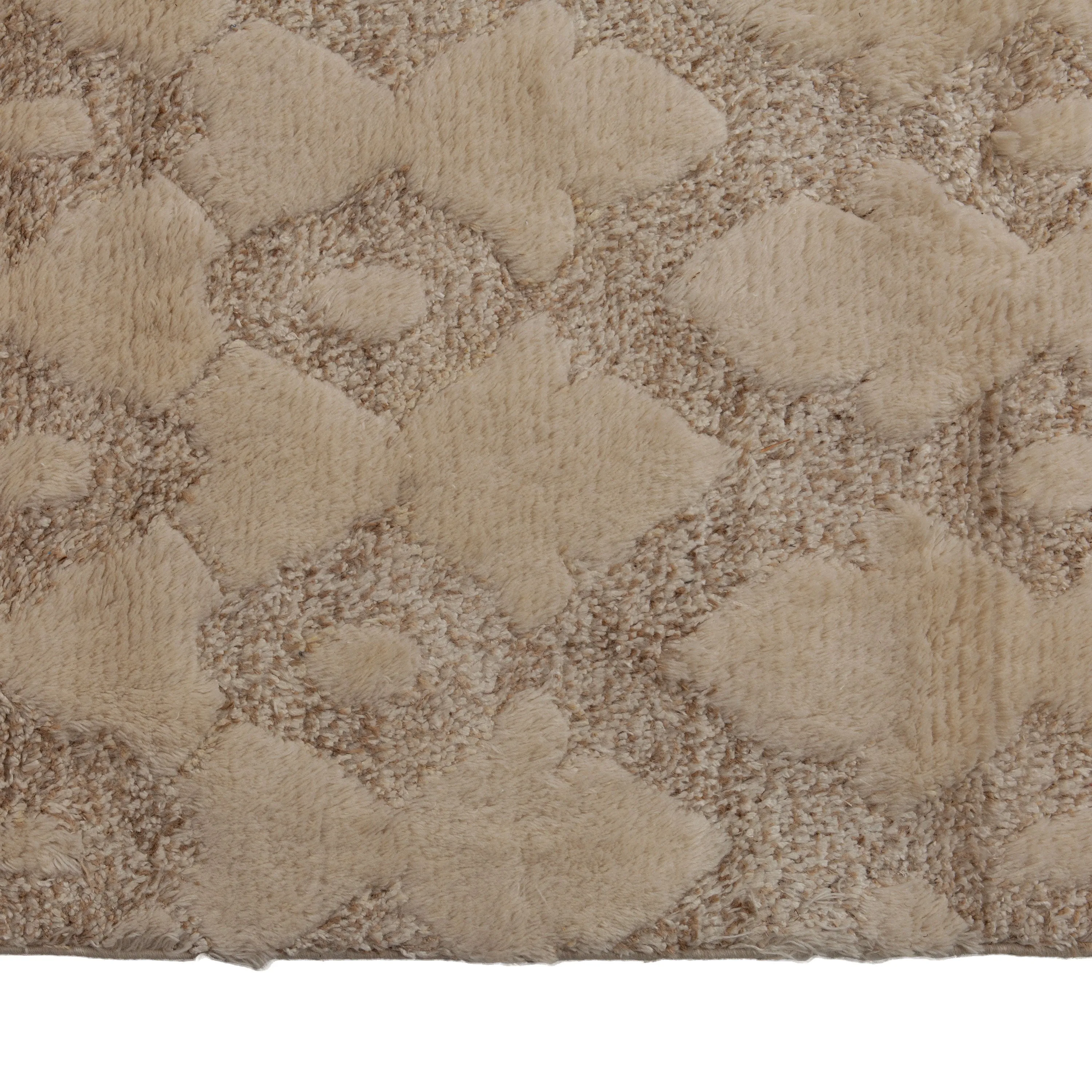 Beige Modern Tibetan Wool Silk Blend Rug - 14' x 25'