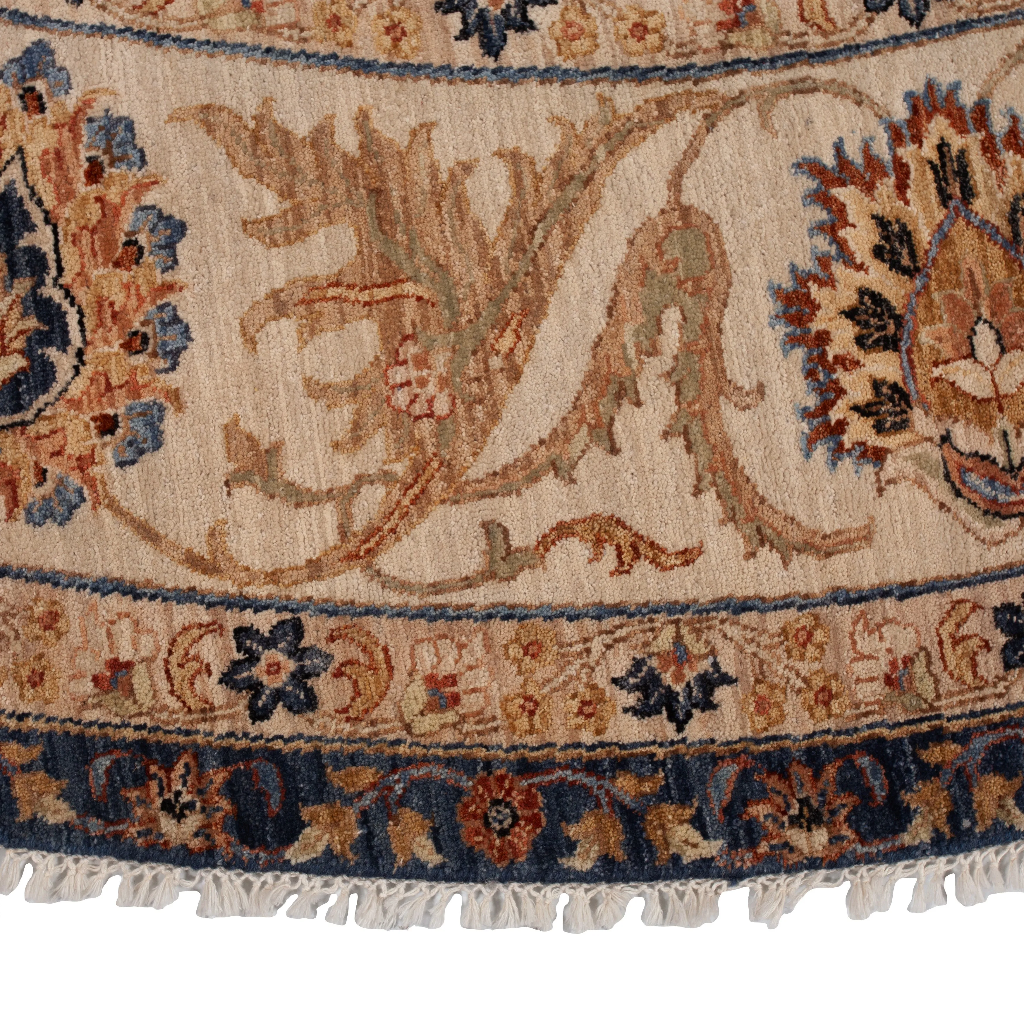 Blue & Brown Traditional Wool Rug - 12' Round