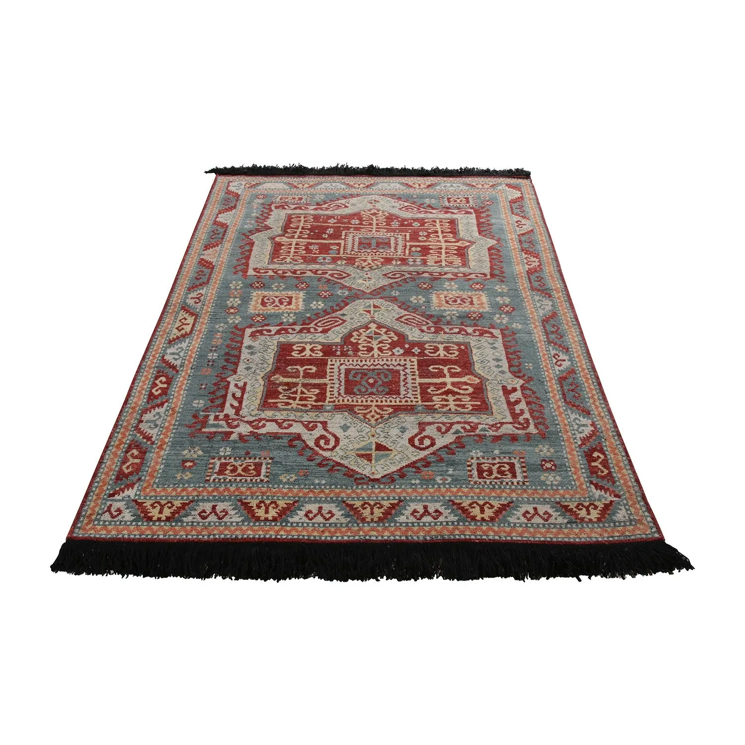 Blue & Red Traditional Wool Rug - 5'3" x 7'4"