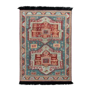 Blue & Red Traditional Wool Rug - 5'3" x 7'4"