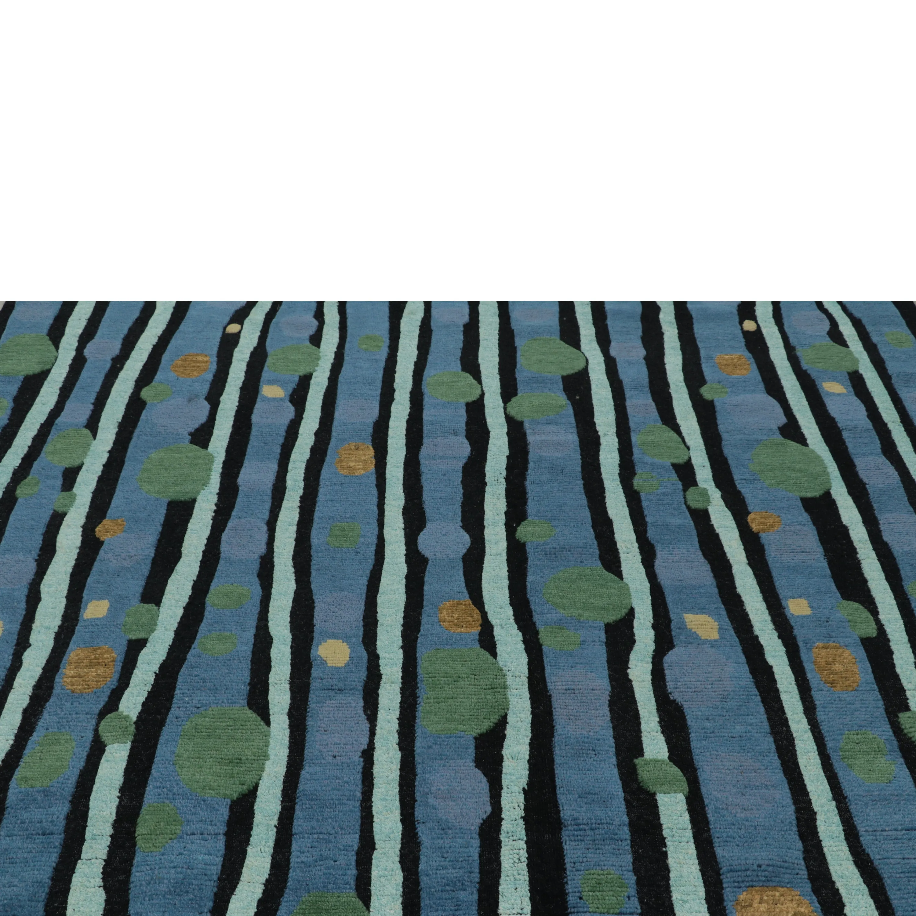 Blue Contemporary Wool Jute Rug - 8' x 9'11"