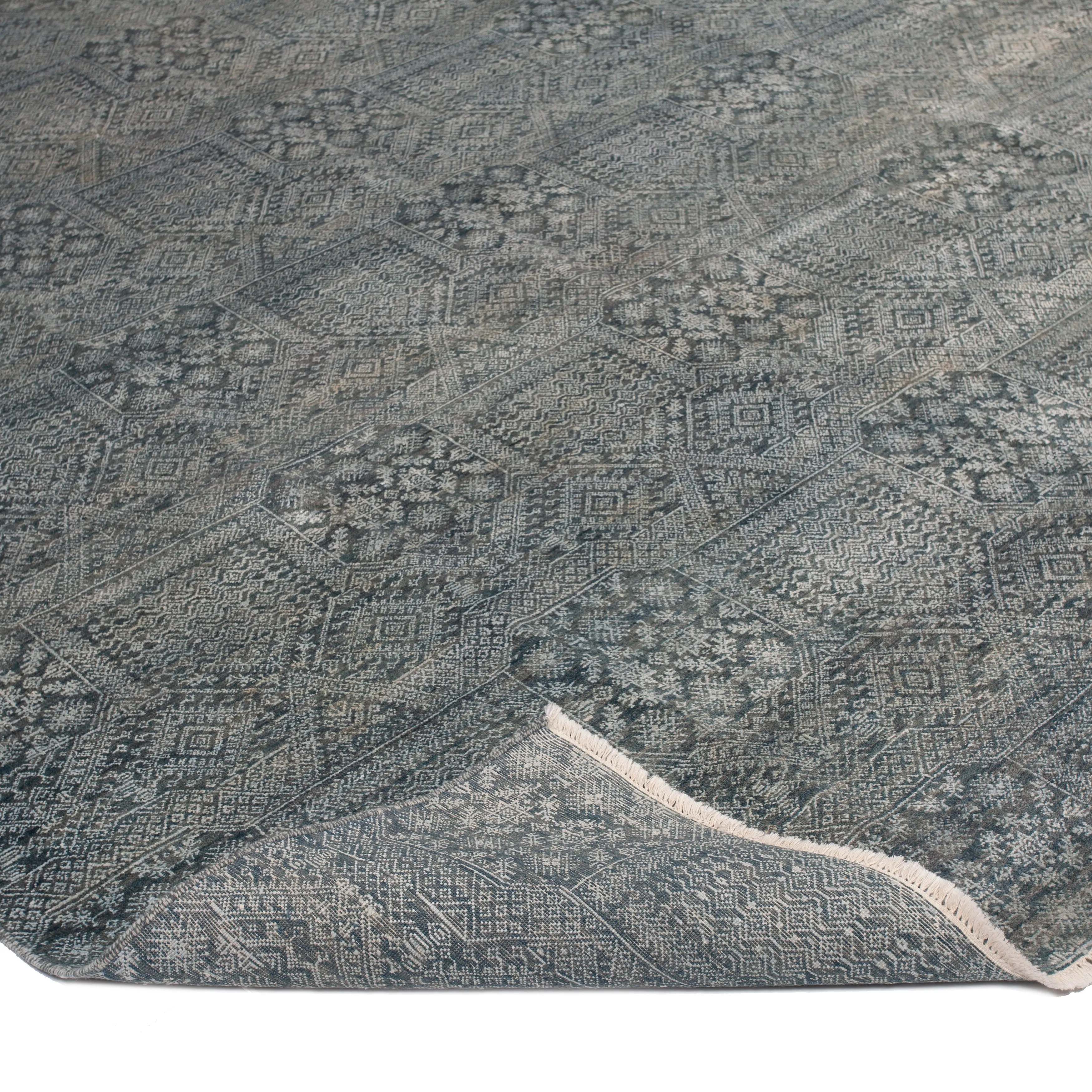 Blue Grey Modern Wool Rug - 9'1" x 12'4"