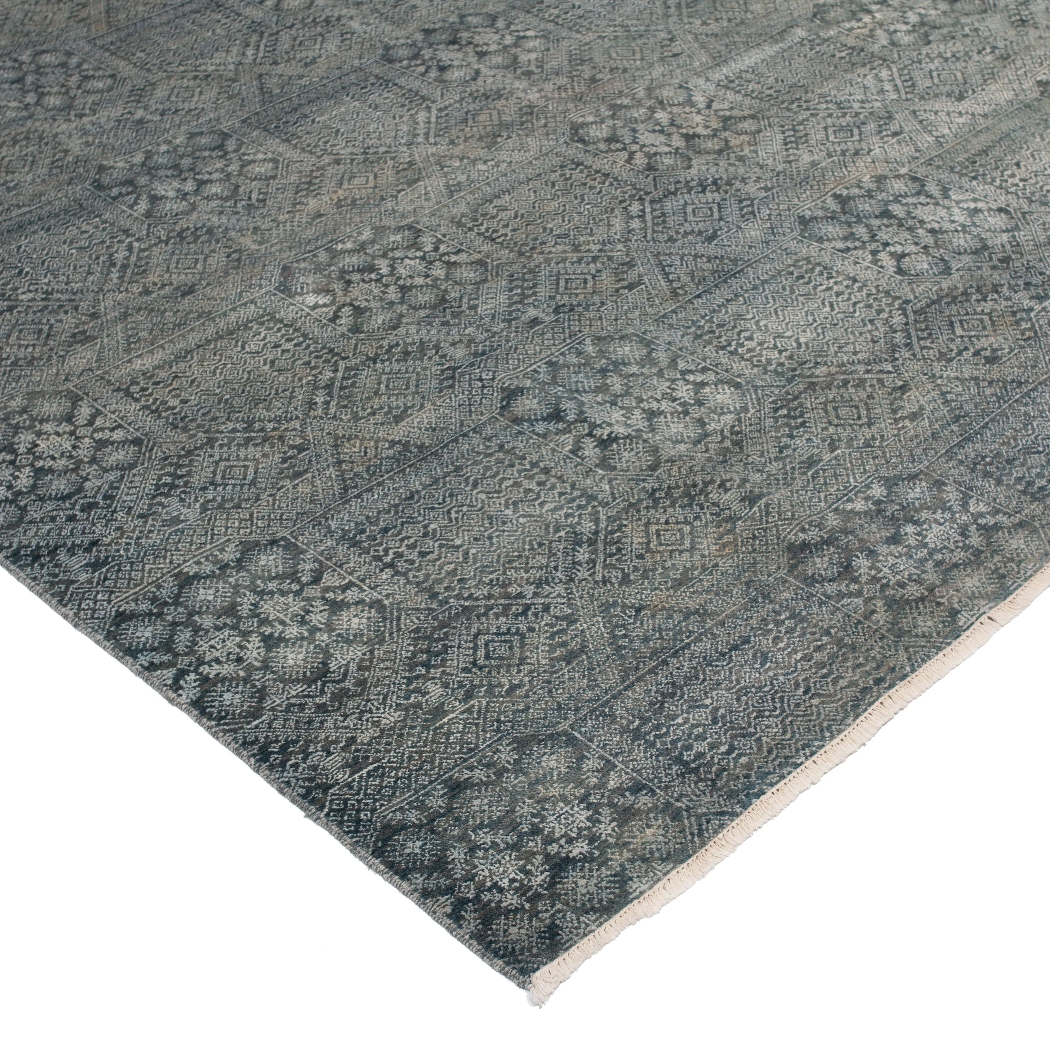 Blue Grey Modern Wool Rug - 9'1" x 12'4"