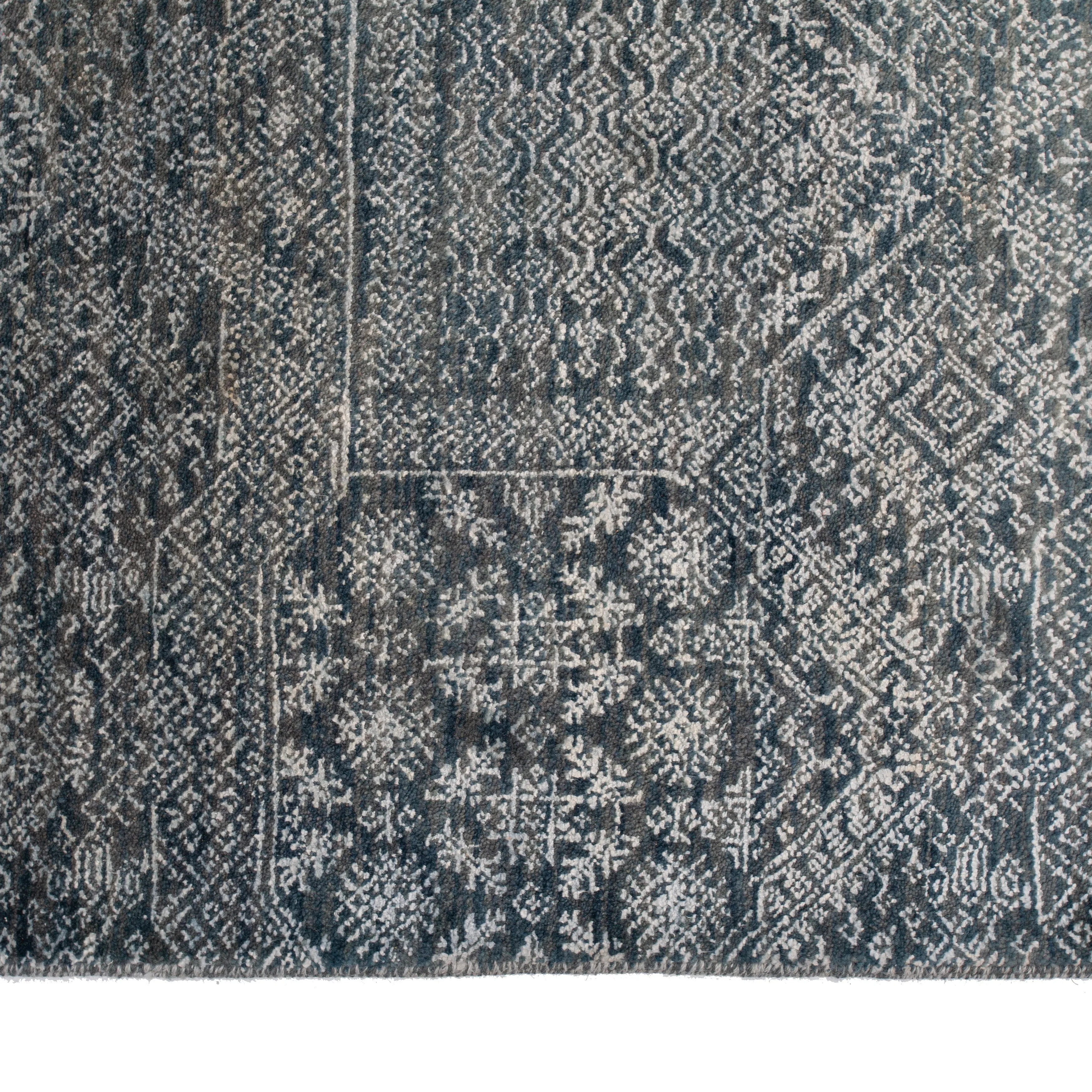 Blue Grey Modern Wool Rug - 9'1" x 12'4"