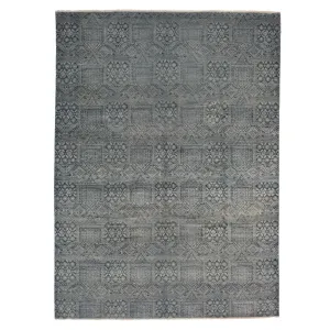 Blue Grey Modern Wool Rug - 9'1" x 12'4"