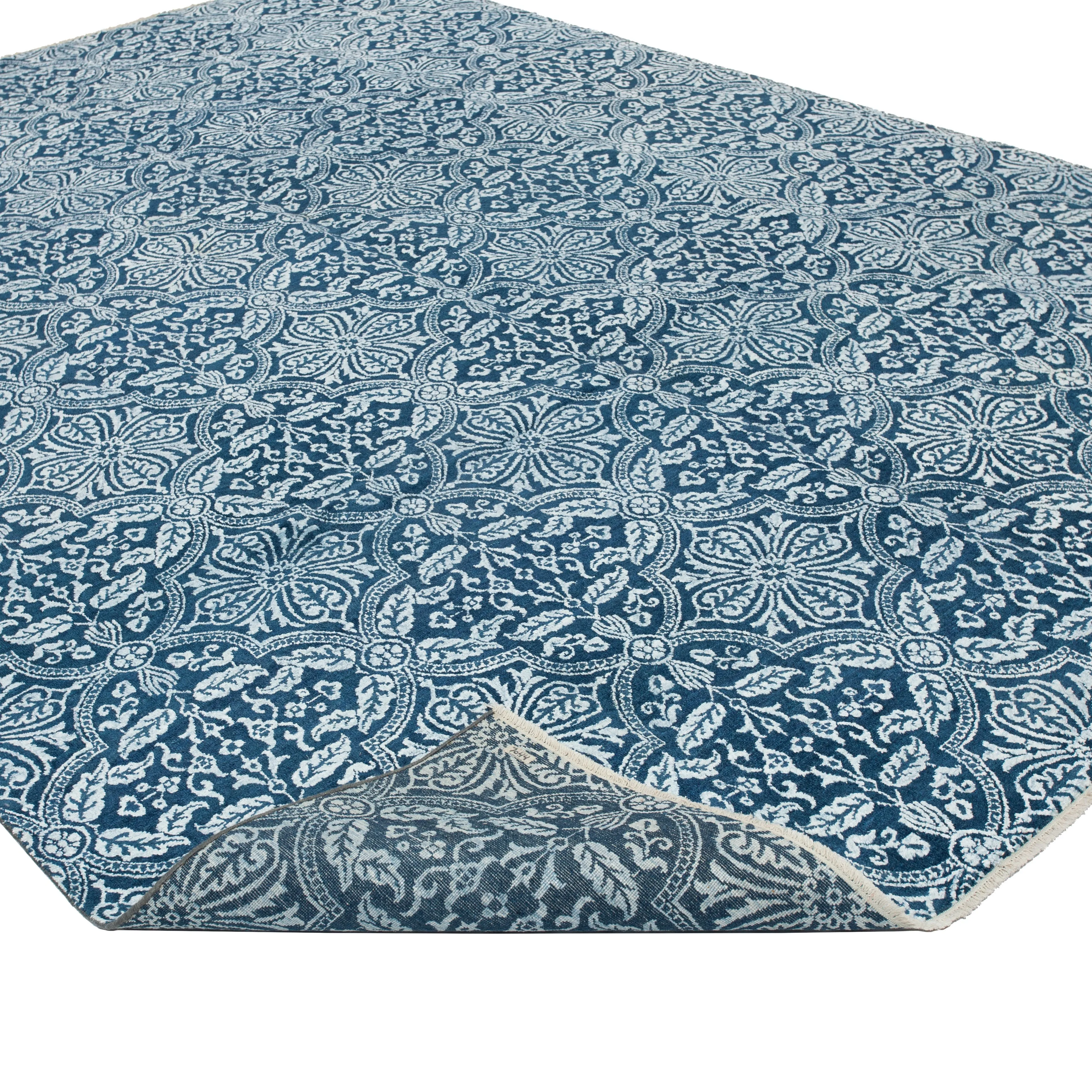 Blue Modern Wool Rug - 9'1" x 12'3"