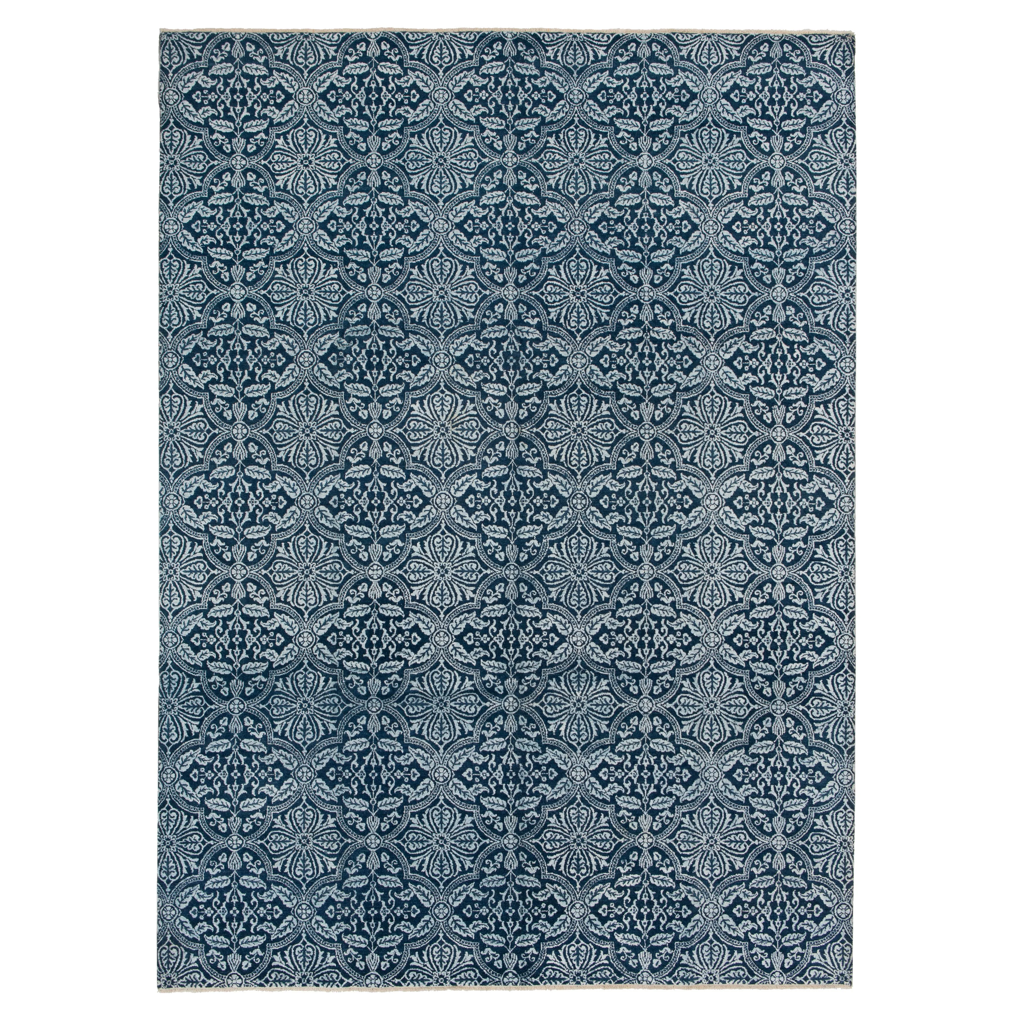Blue Modern Wool Rug - 9'1" x 12'3"
