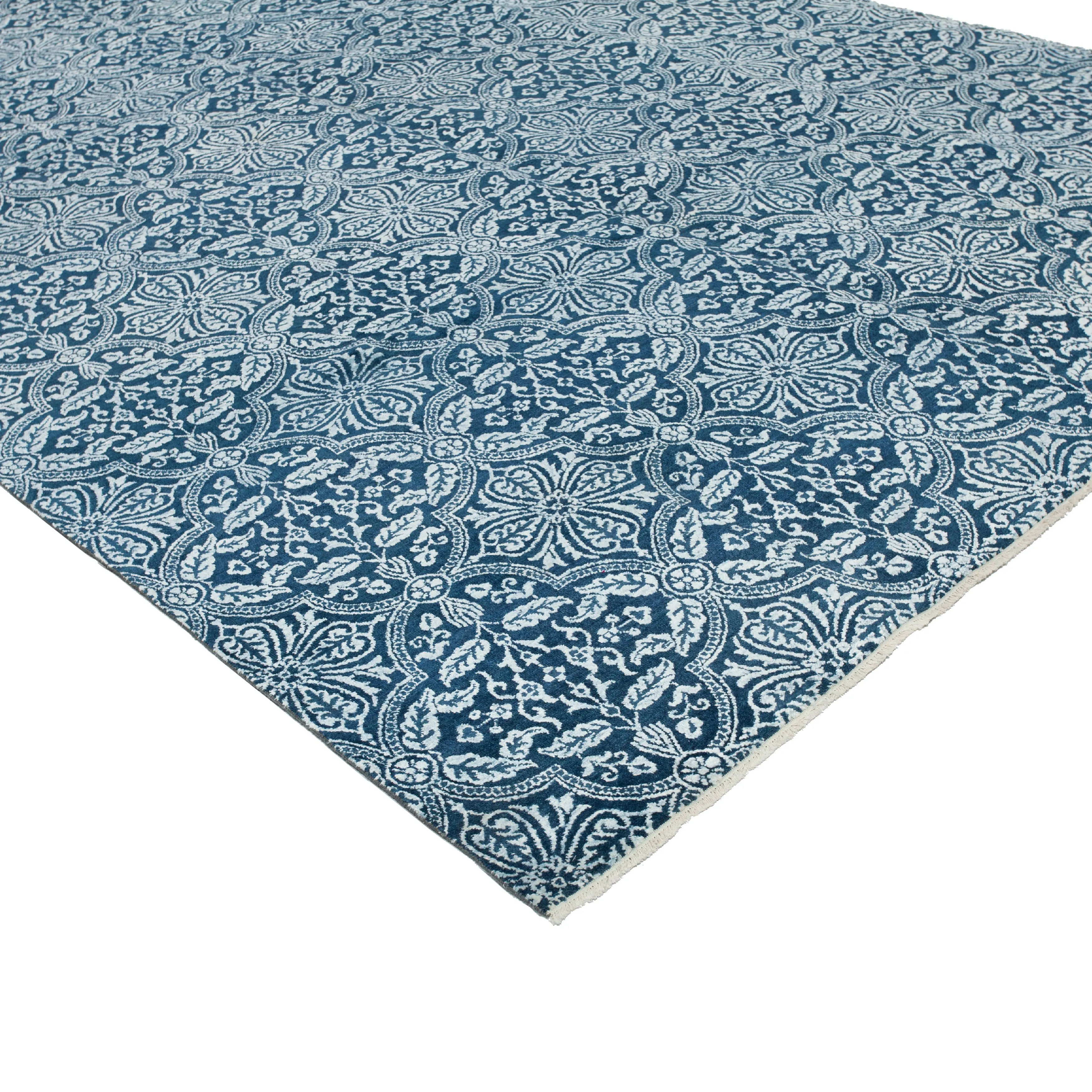 Blue Modern Wool Rug - 9'1" x 12'3"