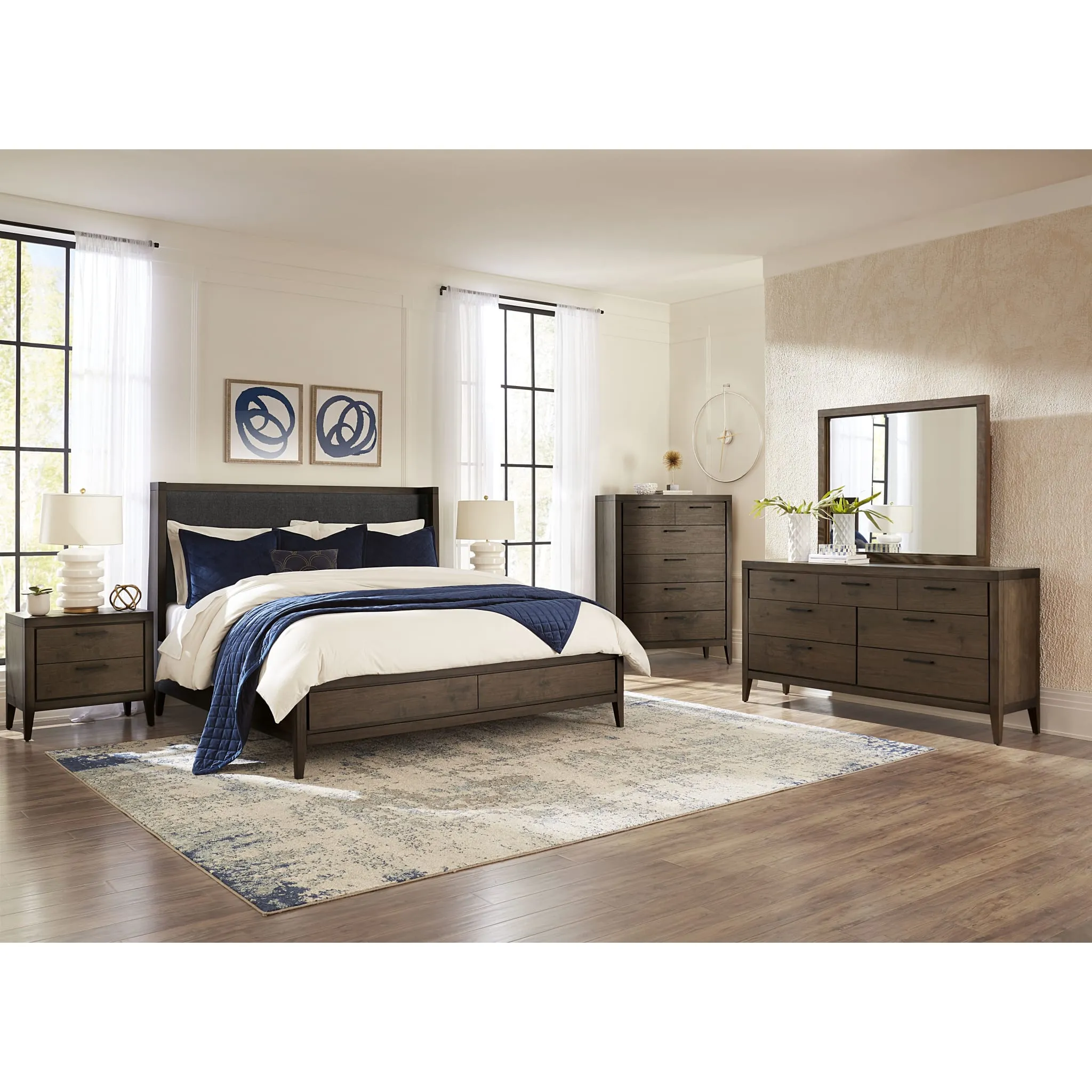 Boracay Five Drawer Walnut Chest in Wild Oats Brown (2024) Modus