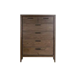 Boracay Five Drawer Walnut Chest in Wild Oats Brown (2024) Modus
