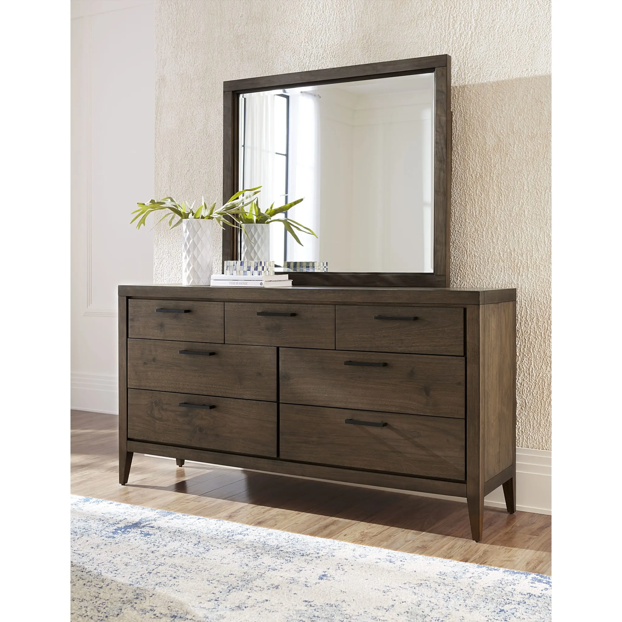 Boracay Seven Drawer Walnut Dresser in Wild Oats Brown (2024) Modus
