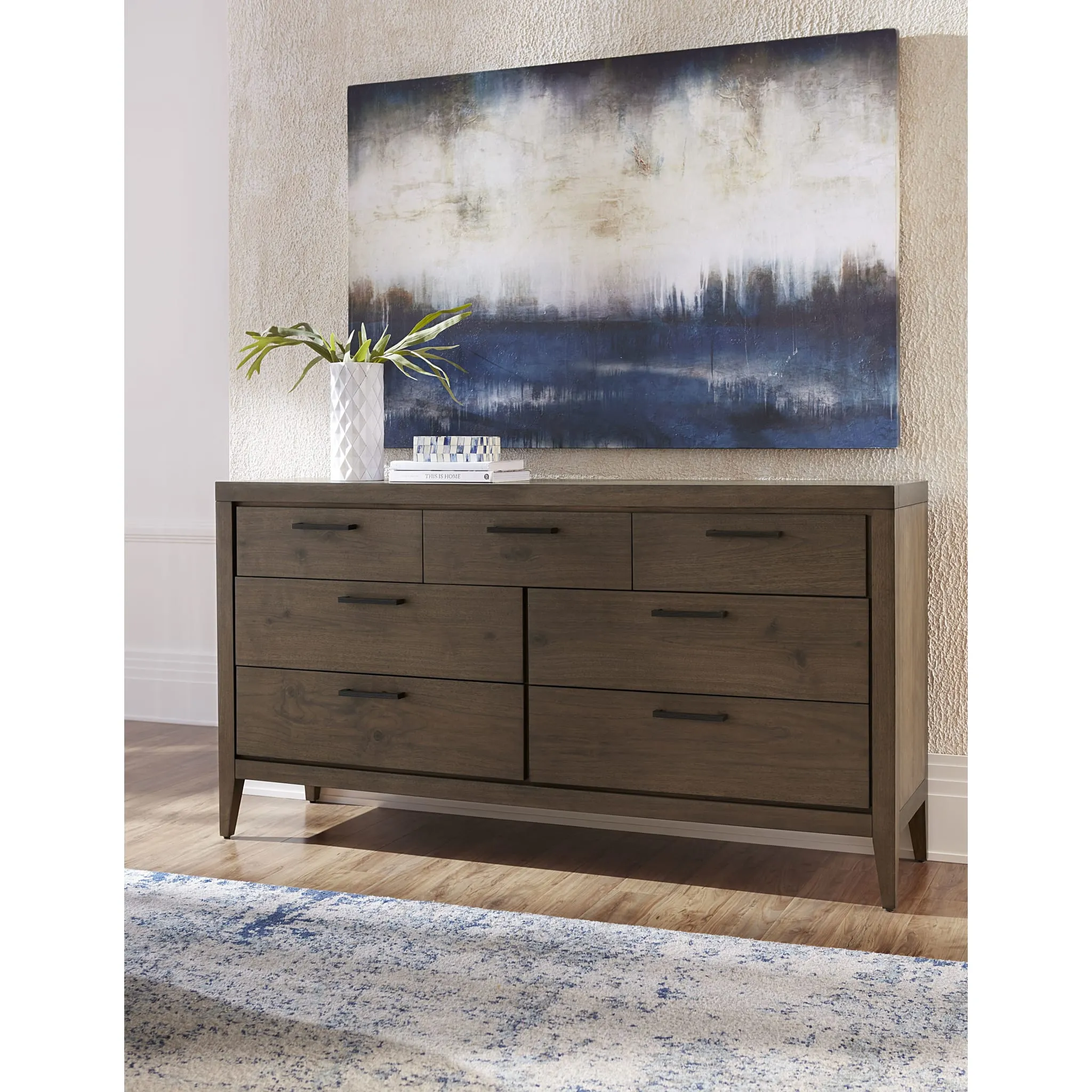 Boracay Seven Drawer Walnut Dresser in Wild Oats Brown (2024) Modus