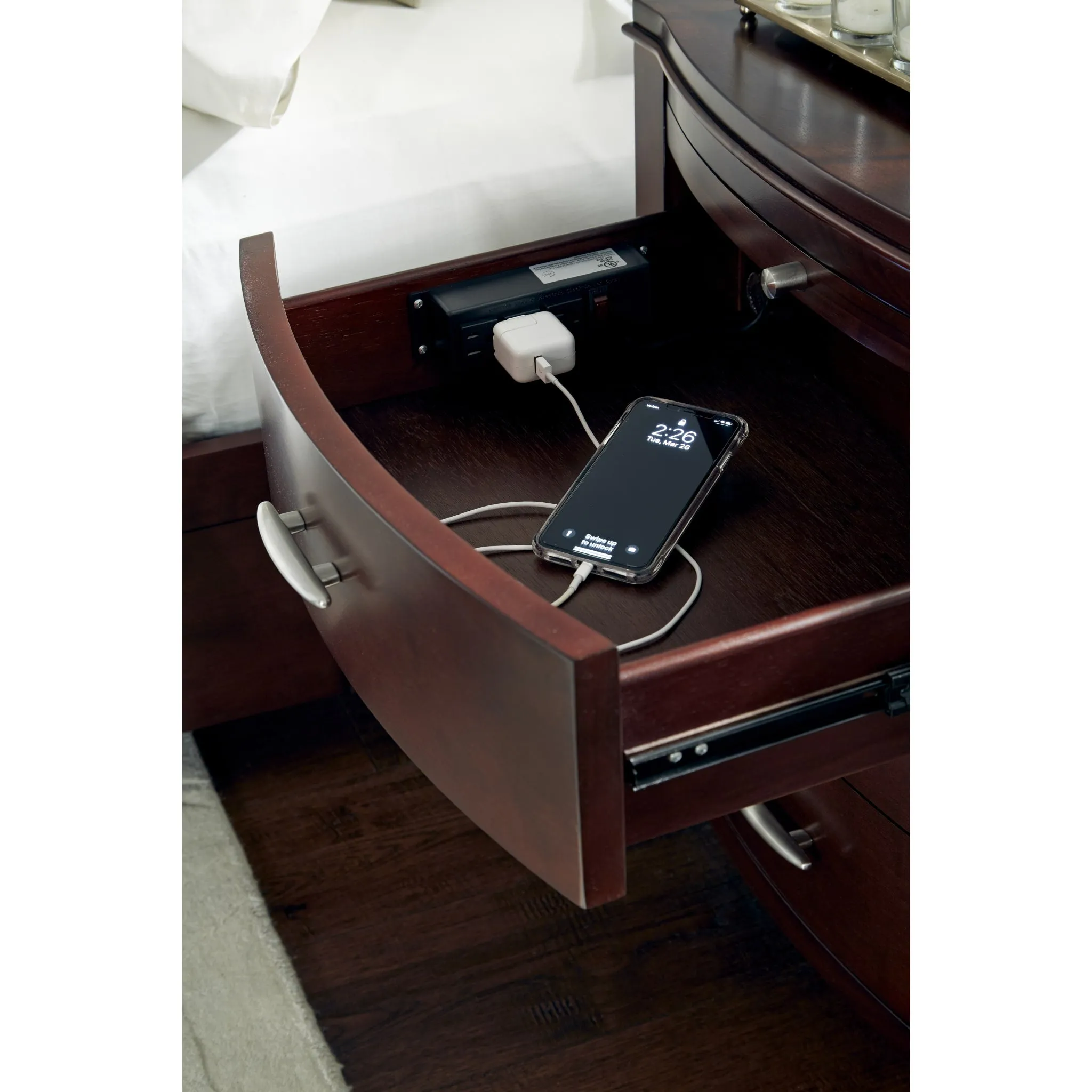 Brighton Charging Station Nightstand in Cinnamon Modus